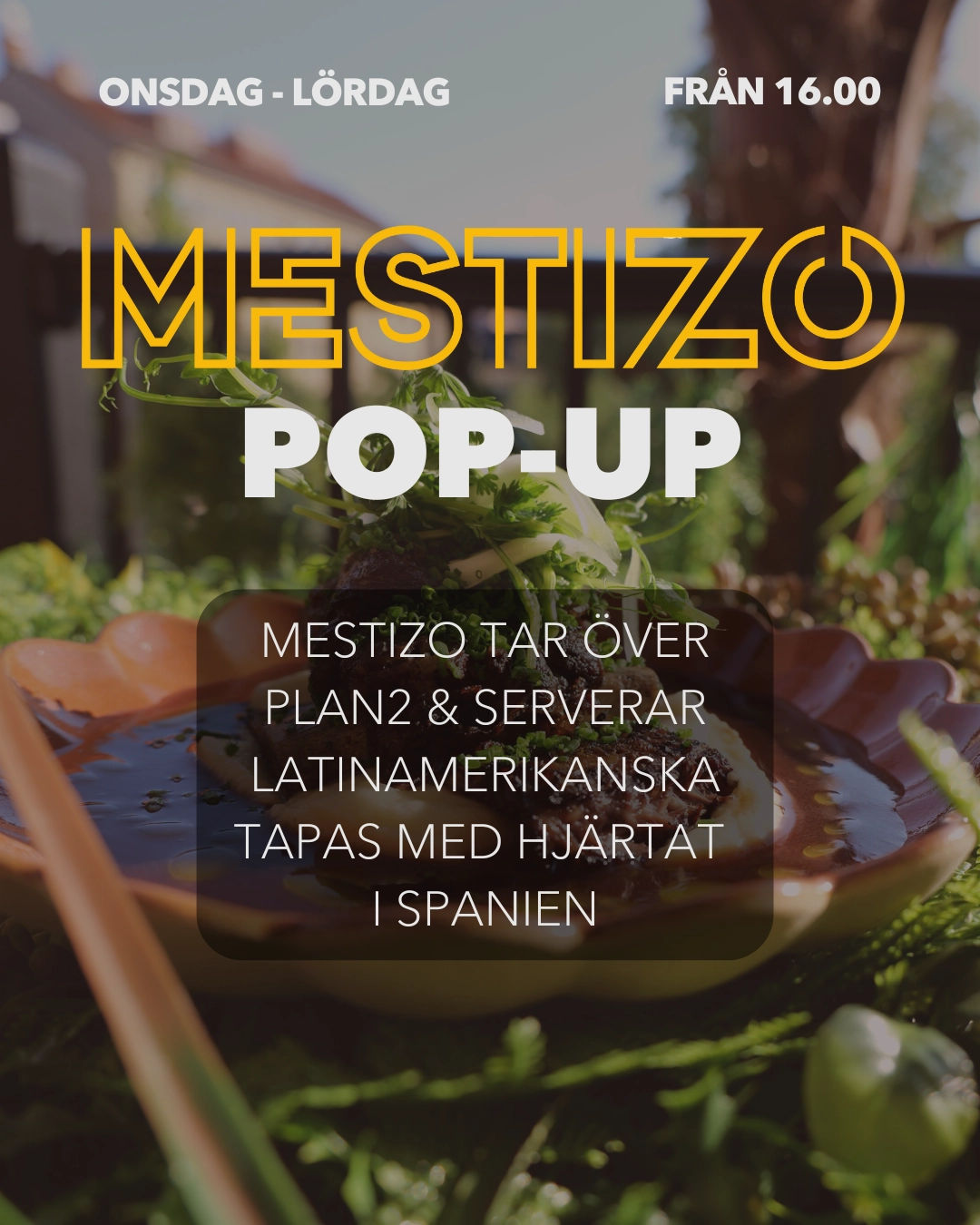 Affisch för Mestizo Pop-Up på Plan2